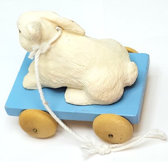 1988 Vintage Victorian-styled "Adrianne's Rabbit" on a Wagon By Jan Hagara - Picture 5 of 8